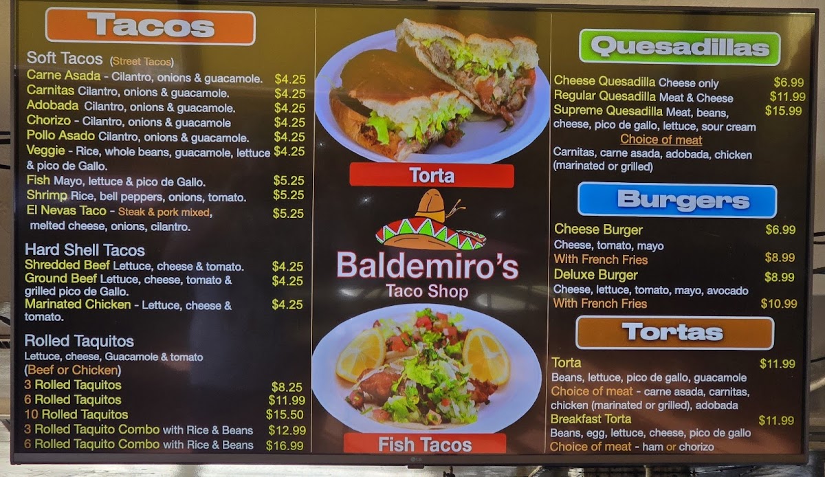 Baldemiro's Taco Shop Menu - Image 1